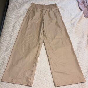 Aerie Tan Wide-Leg leather Pants